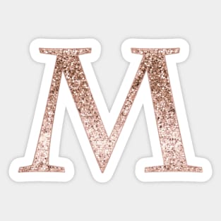 M rose gold glitter monogram letter Sticker